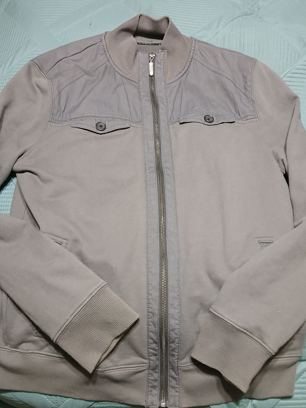 Men's Gray Bomber Jacket  Lightweight - MARC ANTHONY Size Large